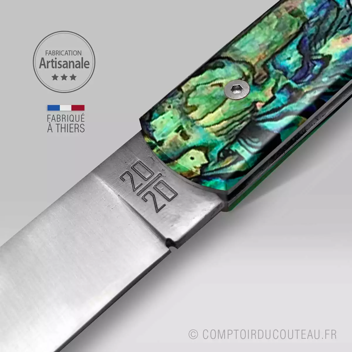 couteau le 20/20 manche abalone par le fidèle