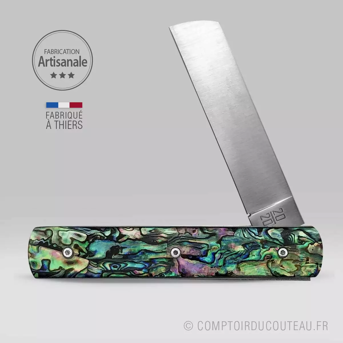 couteau le 20/20 manche abalone stabilisé le fidèle