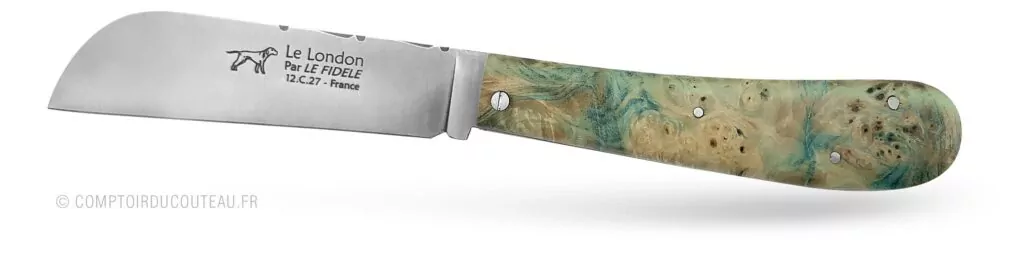 couteau breton le London vert en bouleau stabilisé