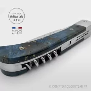 Couteau le Kaban® Marronnier Stabilisé Bleu avec Tire-Bouchon
