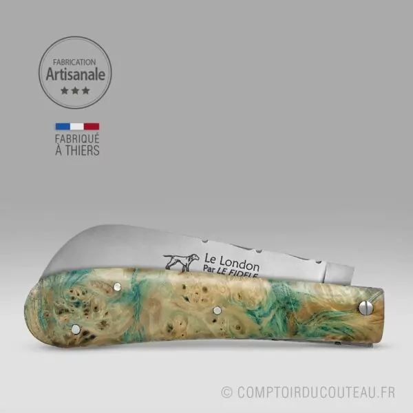 couteau marin le london breton frêne vert guilloché