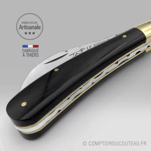 Serpette traditionnelle manche en corne guillochée fabriquée à Thiers