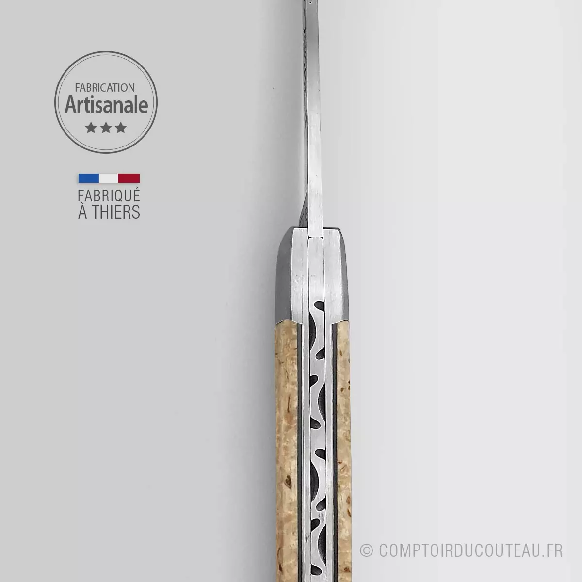 couteau le Thiers bois bouleau de finlande le fidèle guilloché