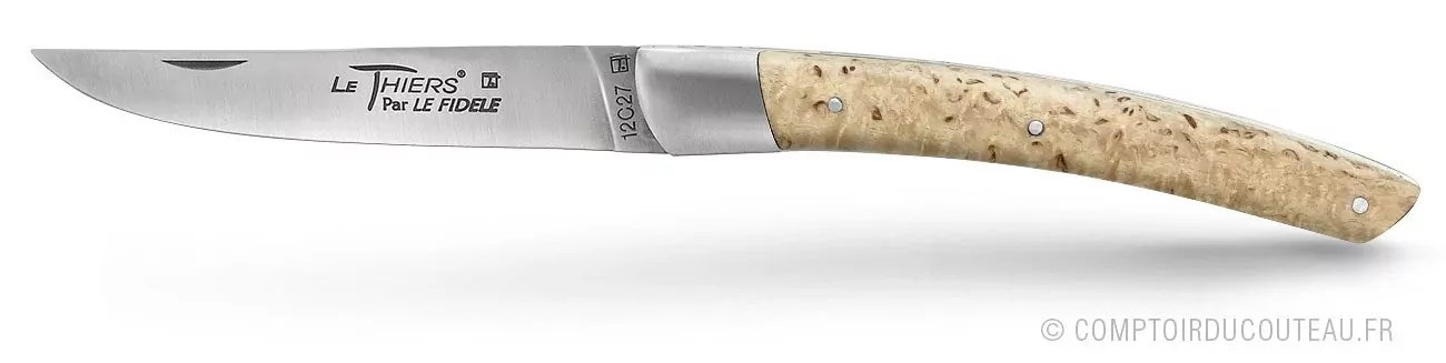 couteau le thiers manche en bouleau de finlande ressort guilloches
