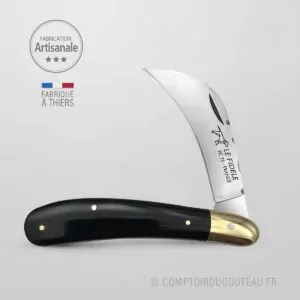 serpette manche corne noire qualité française fabriquée à Thiers
