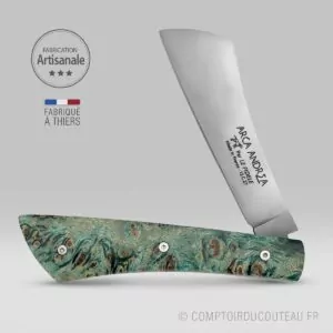 couteau arca andrea manche en loupe de peuplier vert
