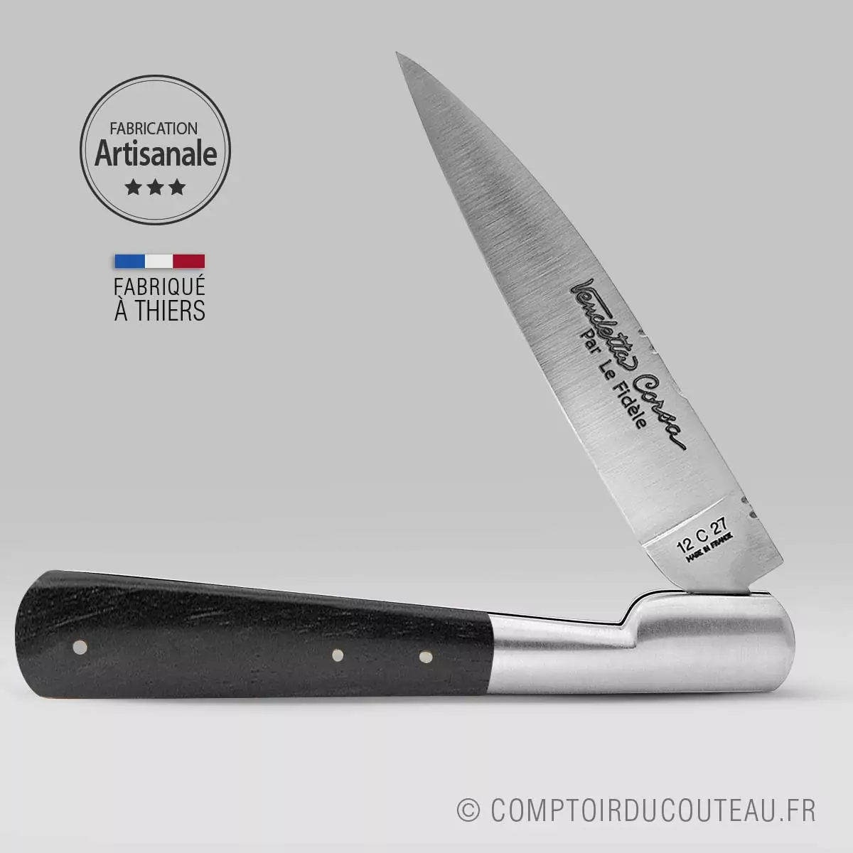 couteau corse vendetta manche en bois ebene