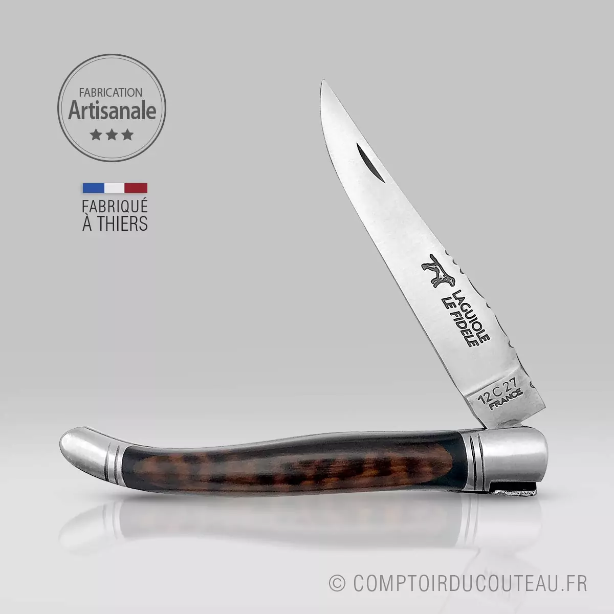 Couteau Laguiole bombé ebène et amourette