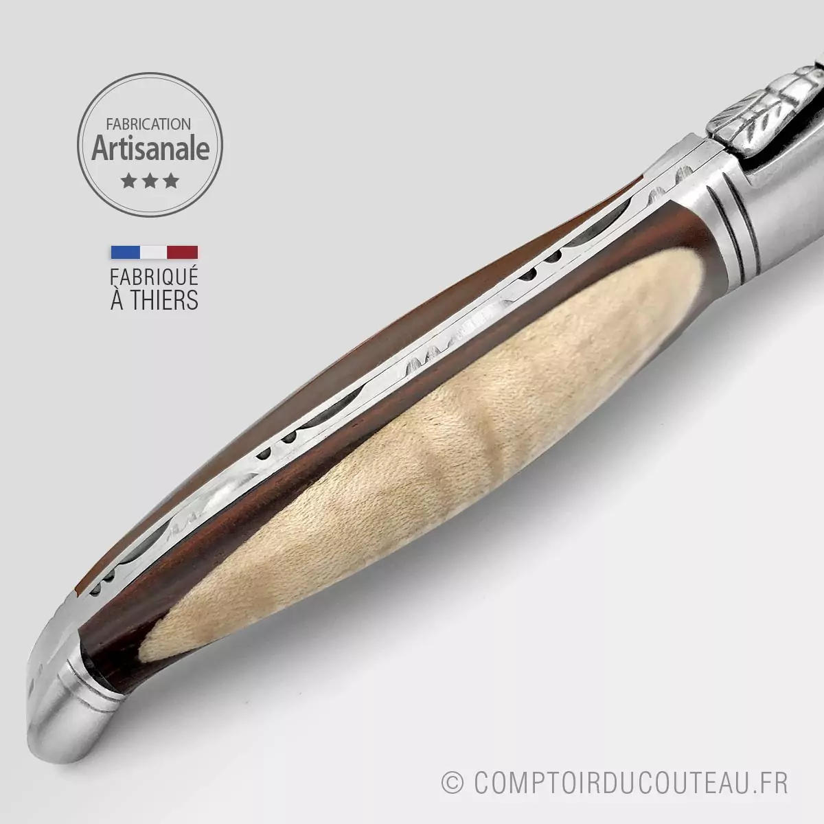 couteau le Laguiole bois erable ondé cocobolo guilloché main