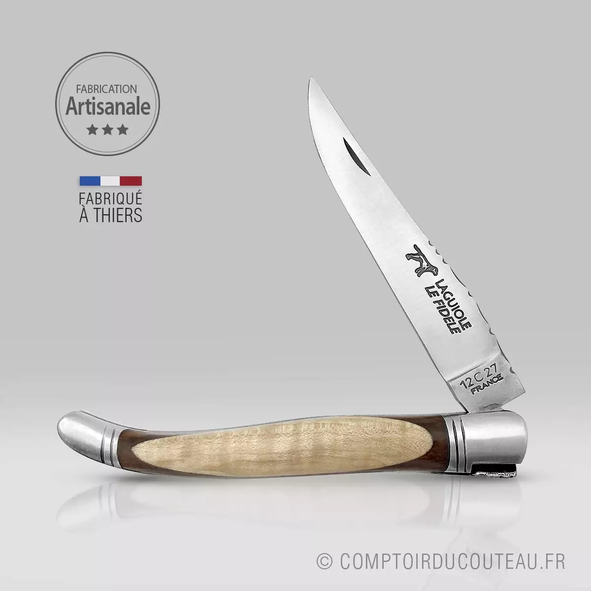 Couteau Laguiole bombé cocobolo et érable ondé