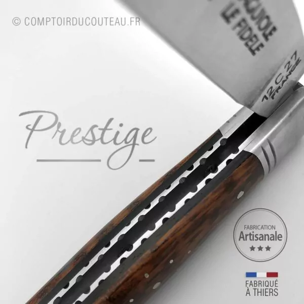 couteau laguiole prestige bois amourette guillochage ressort, lame, plaquettes