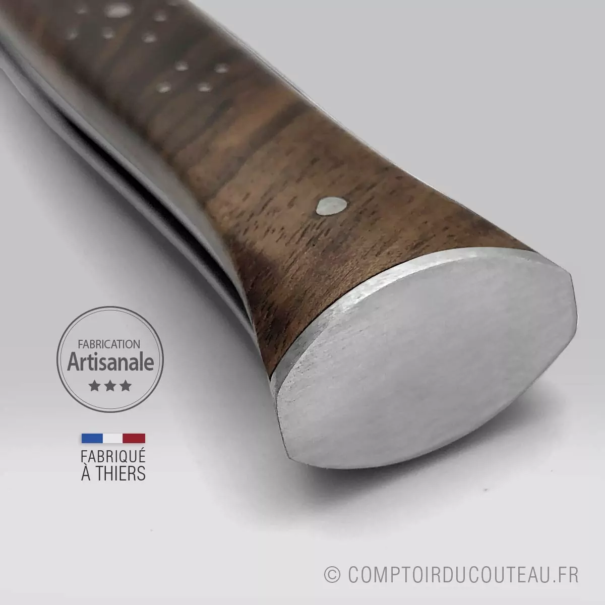 couteau le poisson bois noyer detail