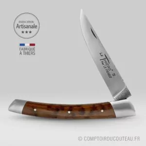couteau le thiers manche en bois amourette, lame et ressort guilloches