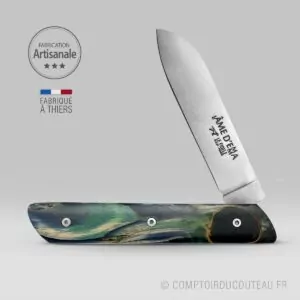 couteau pièce unique l'âme d'Emma peuplier flammé vert