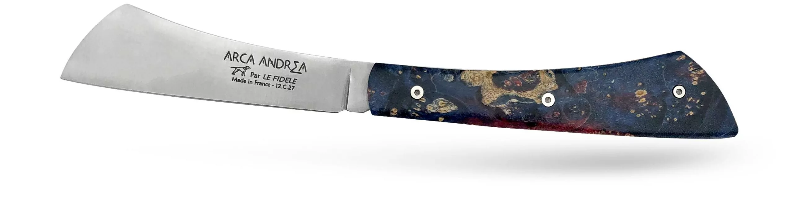 couteau Arca Andrea Piece unique loupe de peuplier hommage à Jackson Pollock