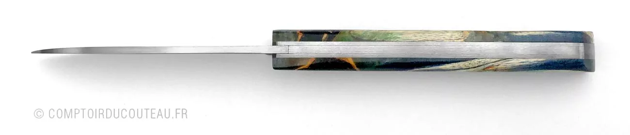 couteau pièce unique l'âme d'Emma peuplier flammé stabilisé