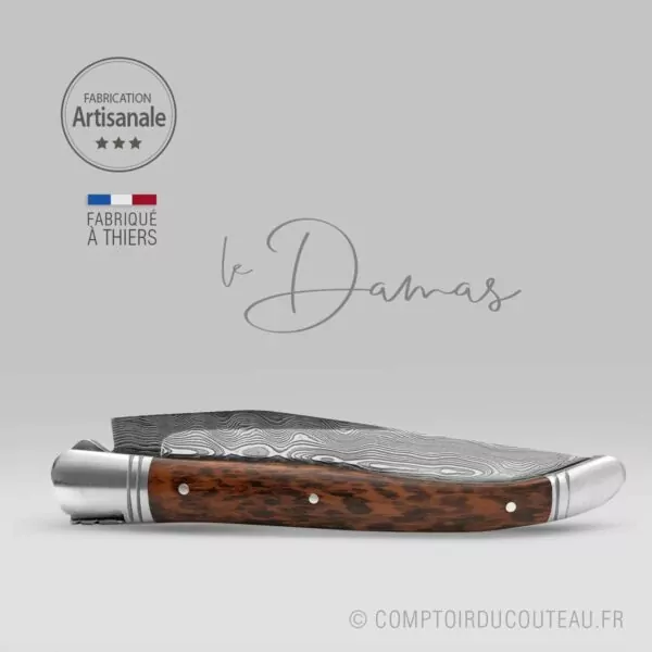 Couteau Laguiole - Lame Damas Artisanale Manche en Amourette – Image 4