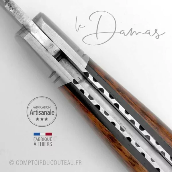 couteau laguiole bois amourette lame damas artisanale ressort et abeille forgés à la main