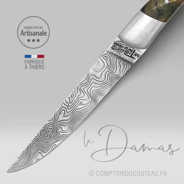 Couteau Le Thiers® Damas en Frêne Stabilisé – Image 2
