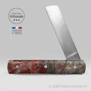 couteau le 20/20 manche loupe peuplier stabilisé rouge e fidèle