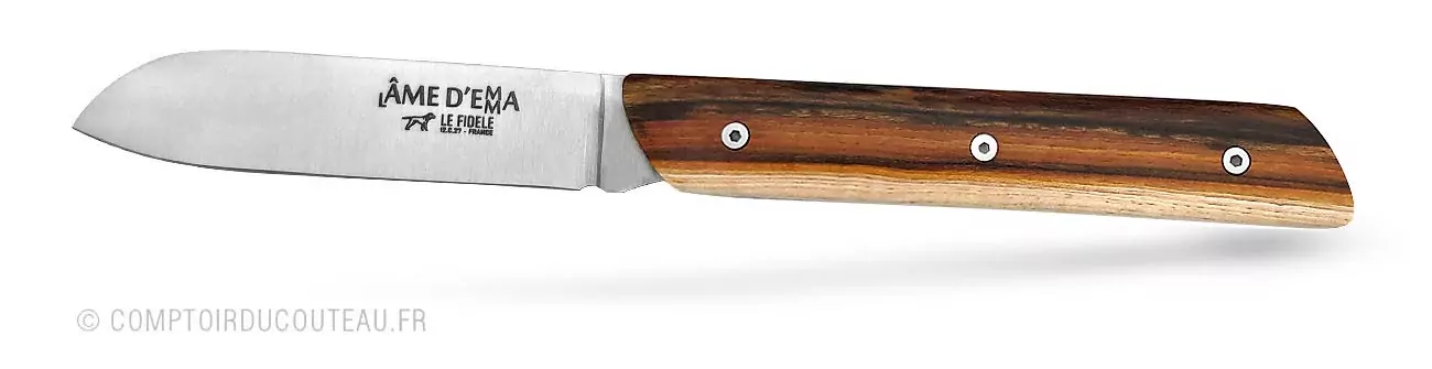 couteau l'âme d'Emma bois de pistachier vue profil