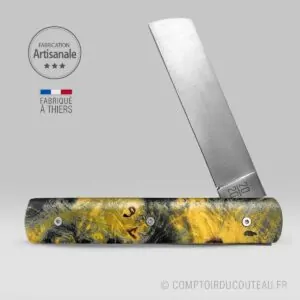 couteau pliant 20/20 bois stabilise jaune et noir