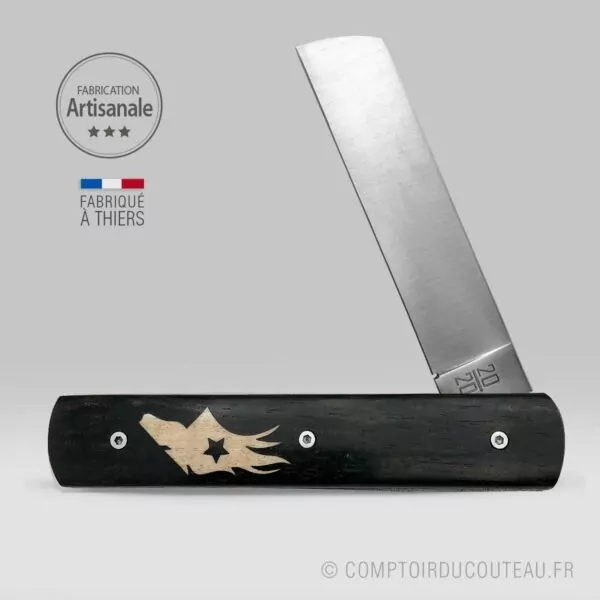 couteau le 20/20 ébène marqueterie erable ondé ouvert