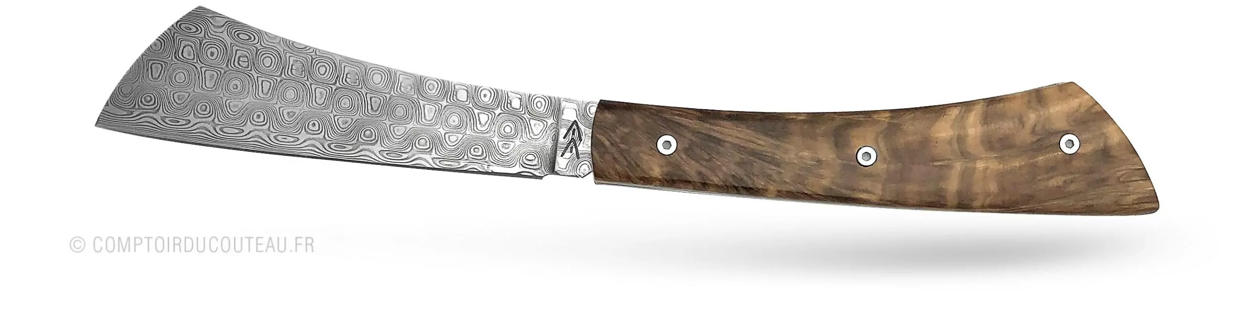 couteau damas arca andrea manche loupe de chechen - vue profil