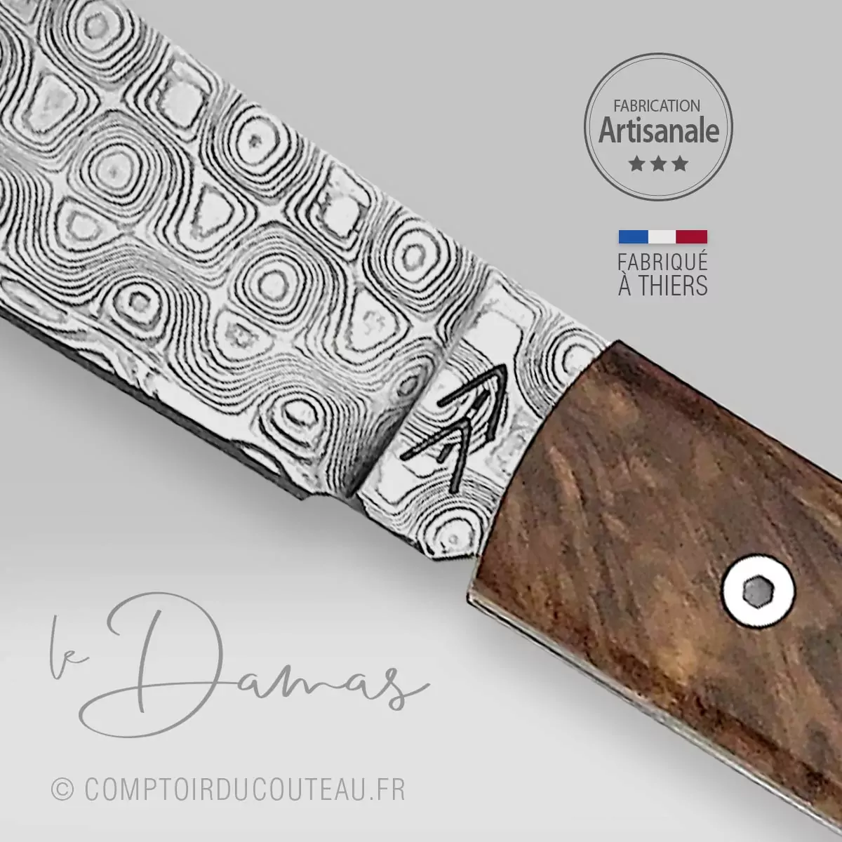 couteau-damas-arca-andrea-loupe-chechene-ressort-guilloche-detail-damas