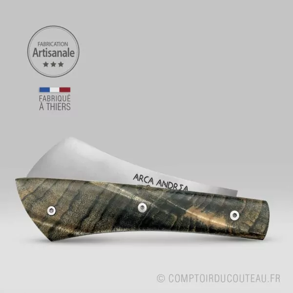 couteau de poche arca andrea peuplier flammé guilloché main ferme