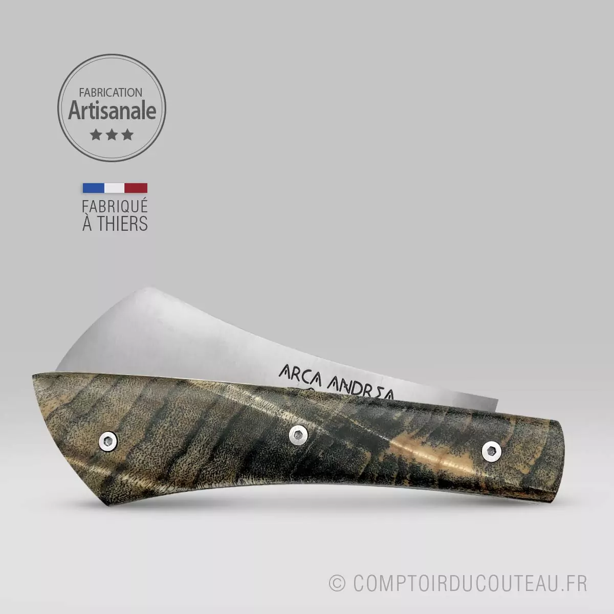 couteau de poche arca andrea peuplier flammé guilloché main ferme