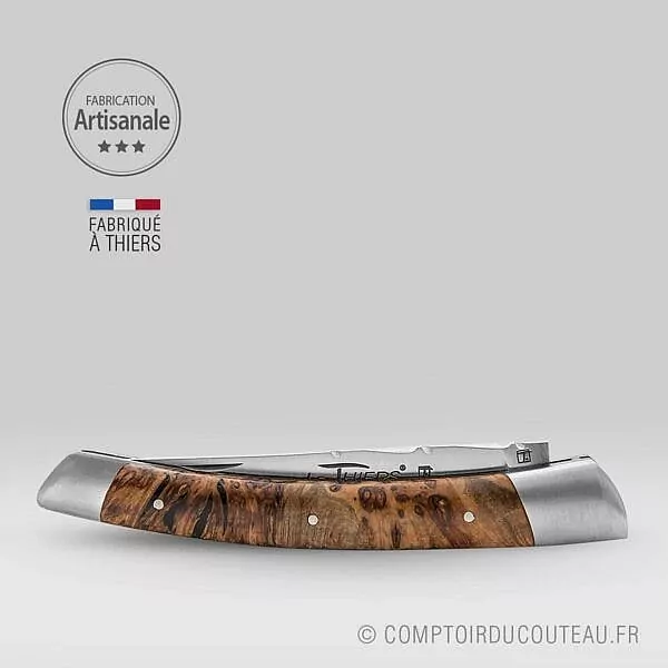 Couteau Le Thiers® 2 Mitres Bois d'Érable Stabilisé Ressort et Lame Guillochés – Image 2