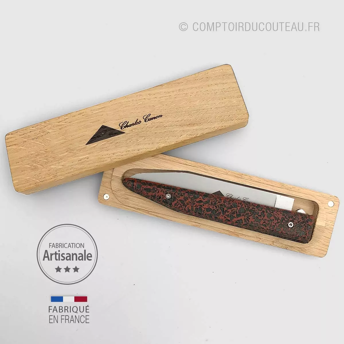 couteau le terril charles canon charbon ardent livré dans coffret bois