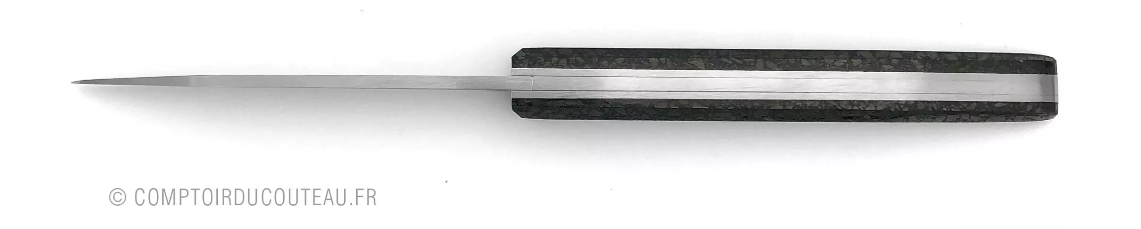 couteau Le Terril en charbon brut poli vue de de dessus ouvert