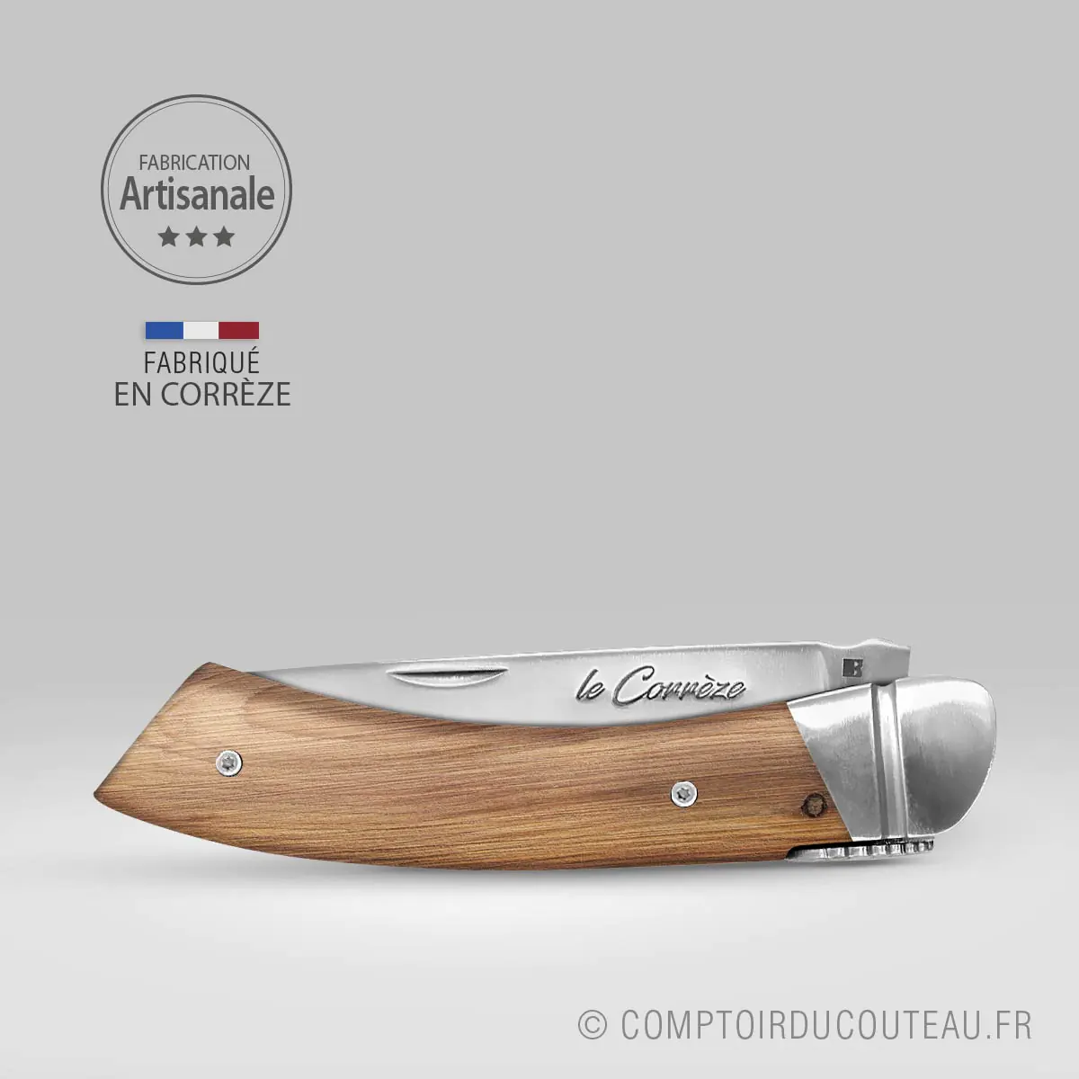 couteau de poche le Corrèze manche genévrier fabrication artisanale fermé