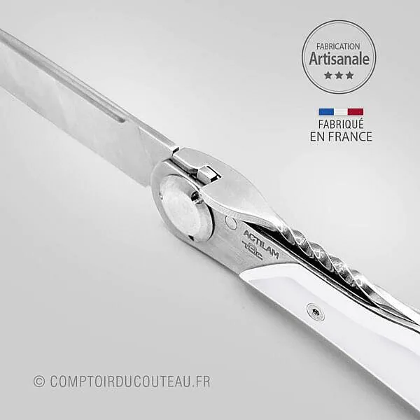couteau Actilam T3c Corian blanc detail ressort torsadé