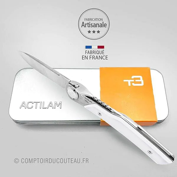 couteau Actilam T3c Corian blanc livré dans coffret métal