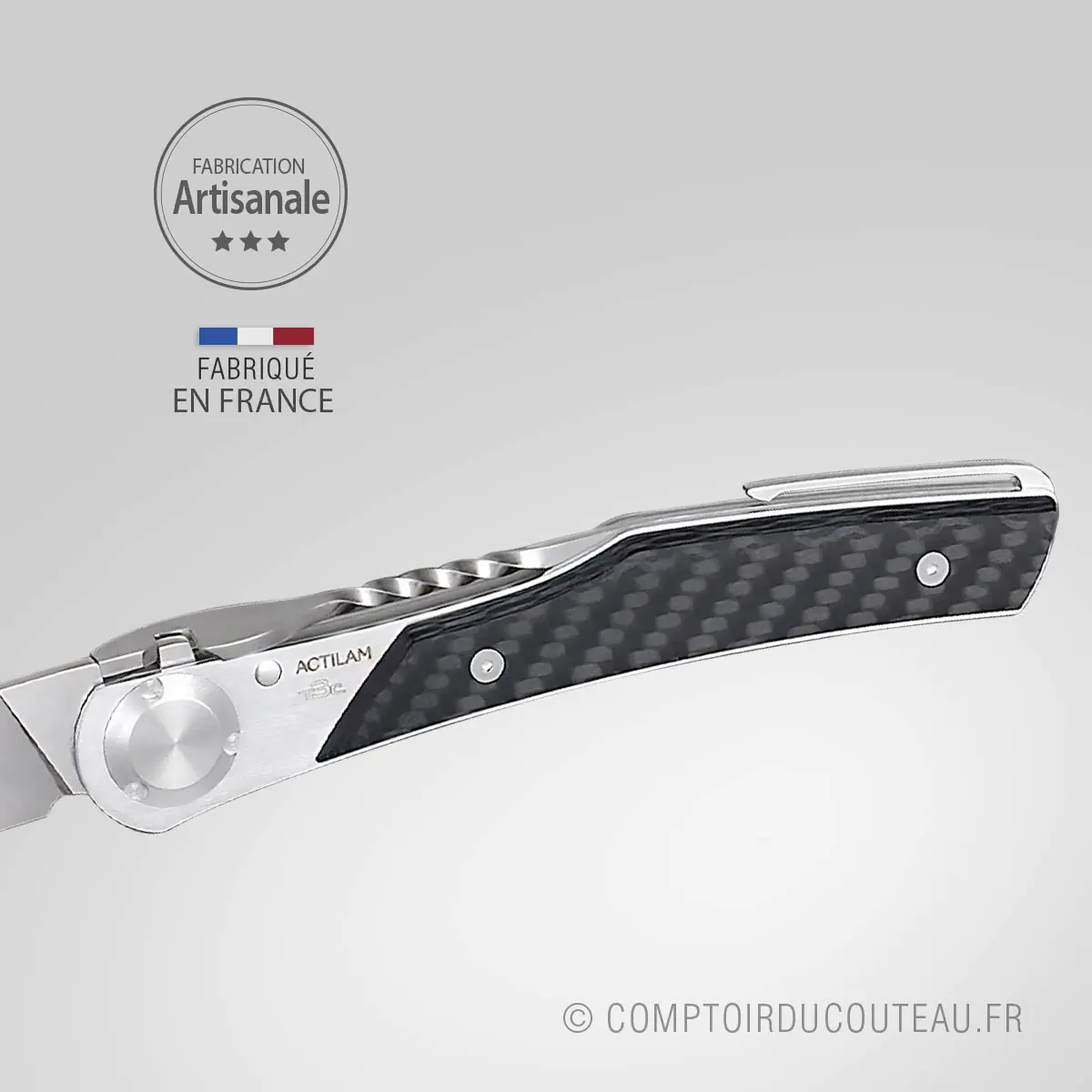 couteau actilam t3 ouvert-fibre de carbone ouvert detail manche