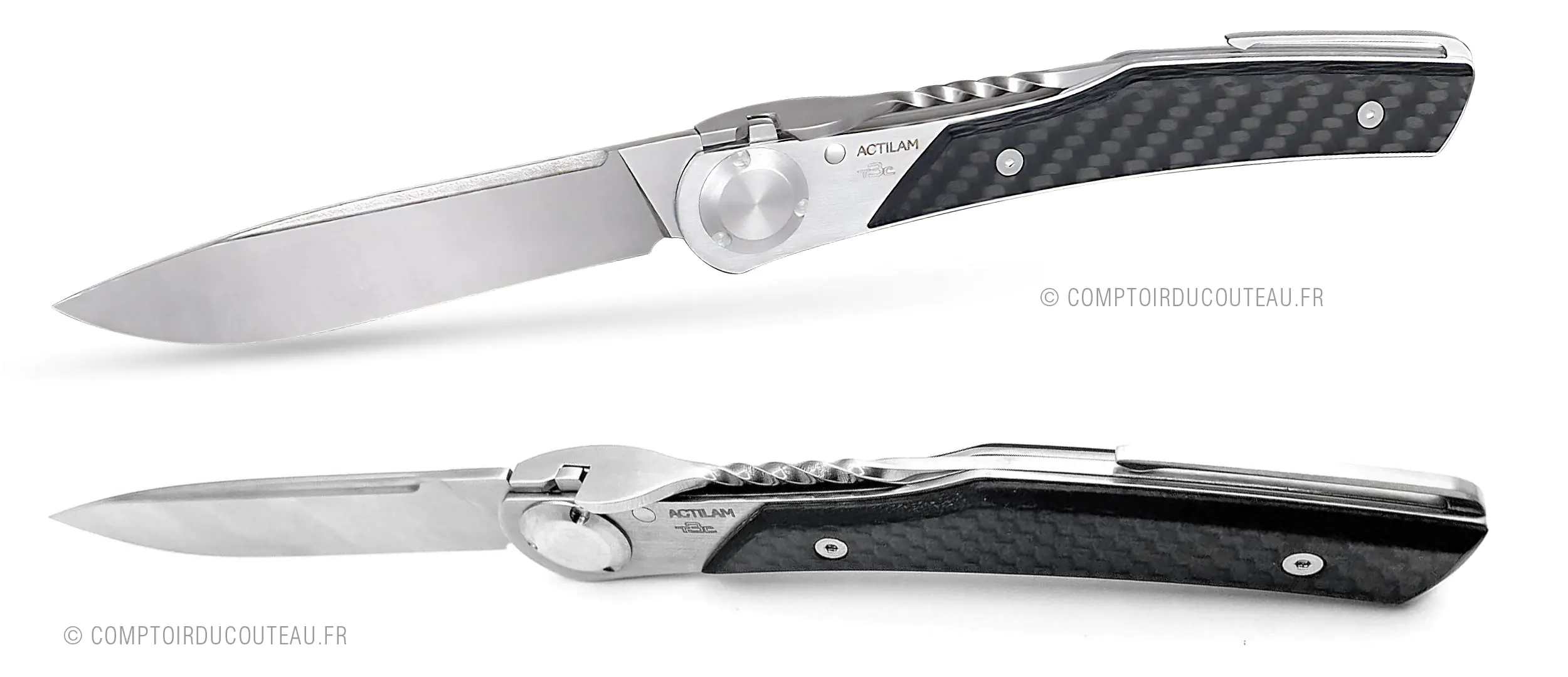 couteau Actilam T3c fibre de carbone veue de dessus et de profil