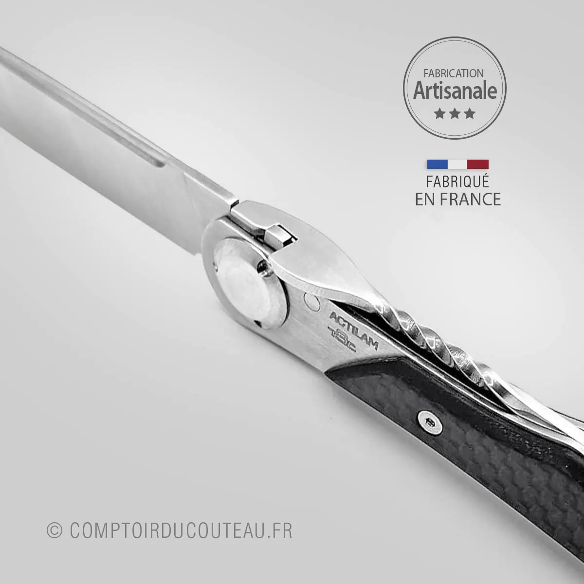couteau actilam t3 ouvert-fibre de carbone ouvert detail ressort
