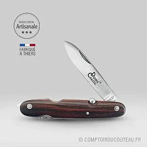 couteau Navette 6 pièces Douris Chastel bois de rose ouvert