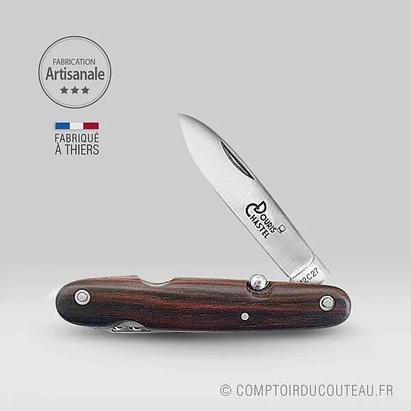 couteau Navette 6 pièces Douris Chastel bois de rose ouvert