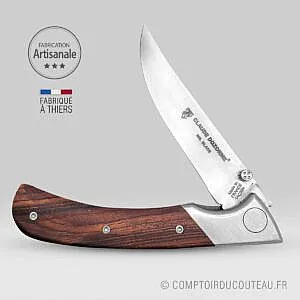le couteau de chasse manche en bois de vallernia par claude dozorme ouvert