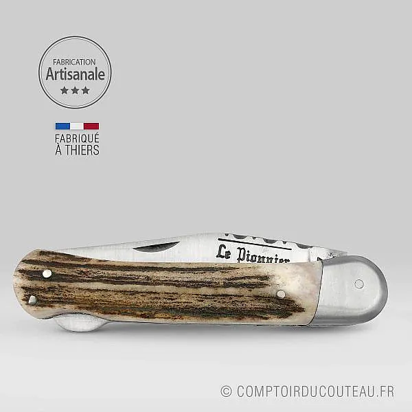 Couteau Douris-Chastel Le Pionnier Chasse – Manche Bois de Cerf 11 cm – Image 2