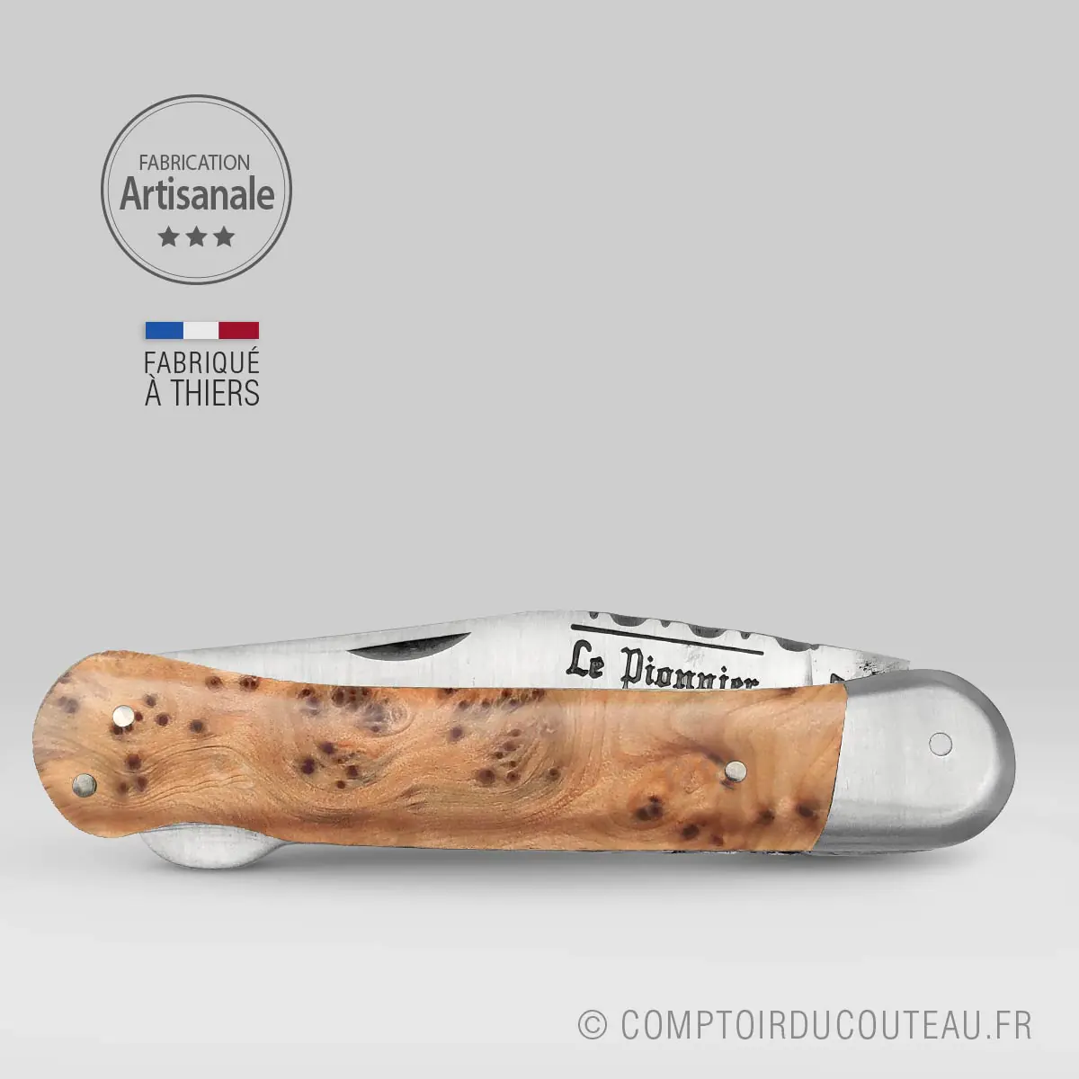 Couteau Douris-Chastel, Le Pionnier Chasse – Manche Genévrier 11 cm – Image 2