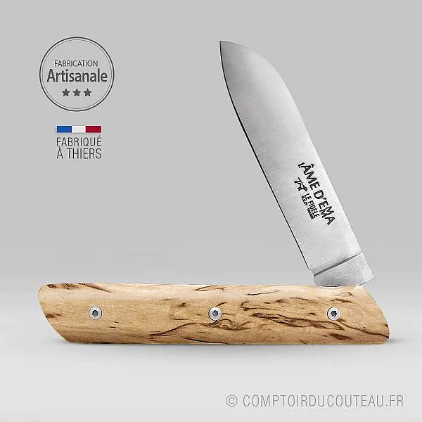 couteau l'âme d'Emma bois de bouleau ouvert