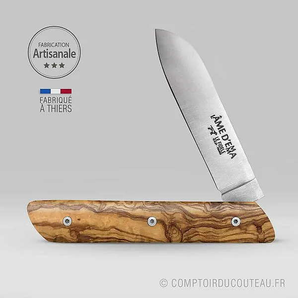 couteau l'âme d'Emma bois d'OLIVIER ouvert
