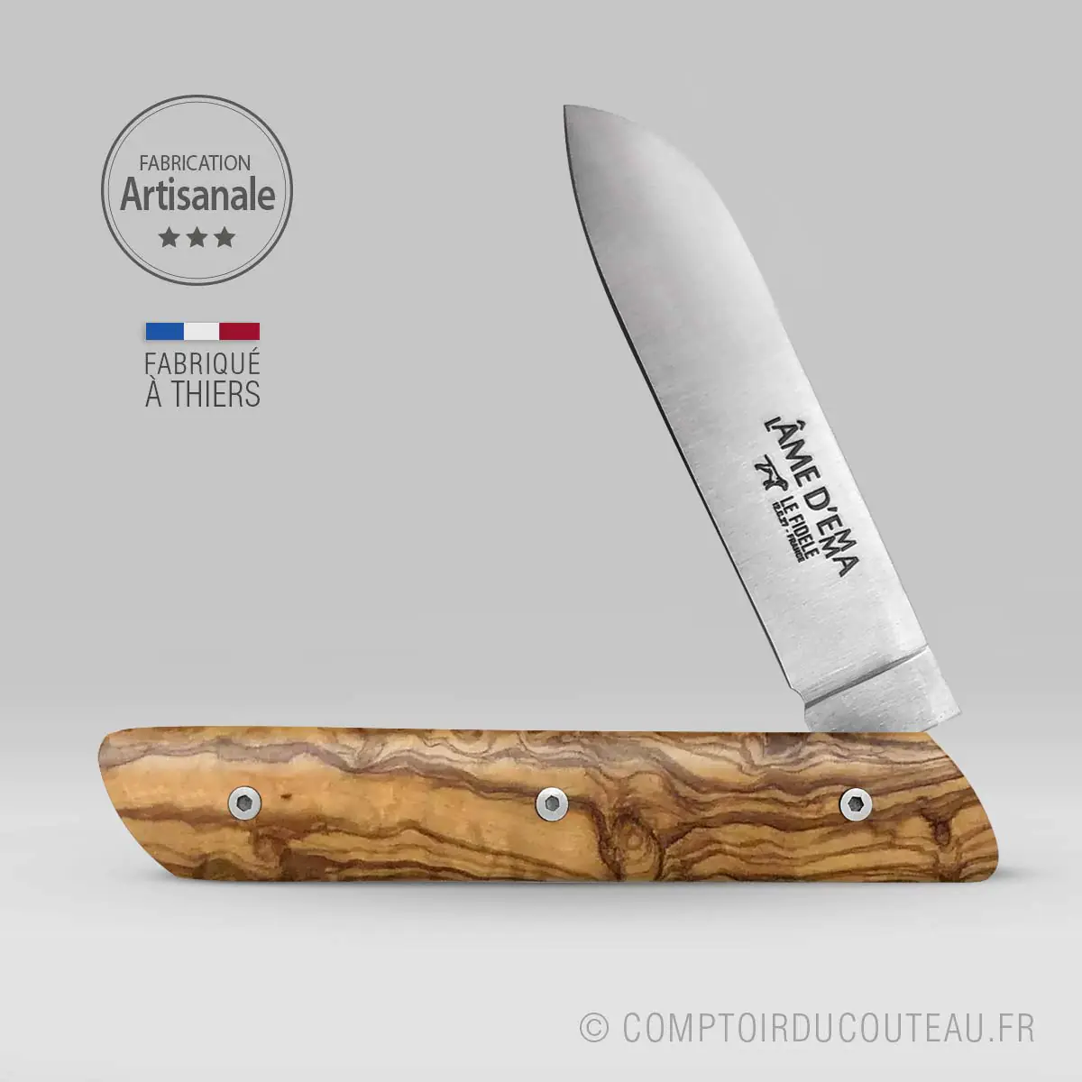 couteau l'âme d'Emma bois d'OLIVIER ouvert