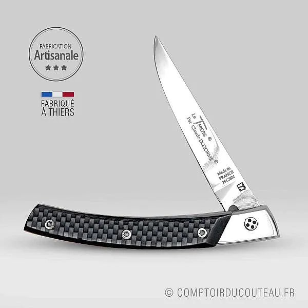 couteau thiers secret par claude dozorme fibre de carbone 11 cm entre ouvert