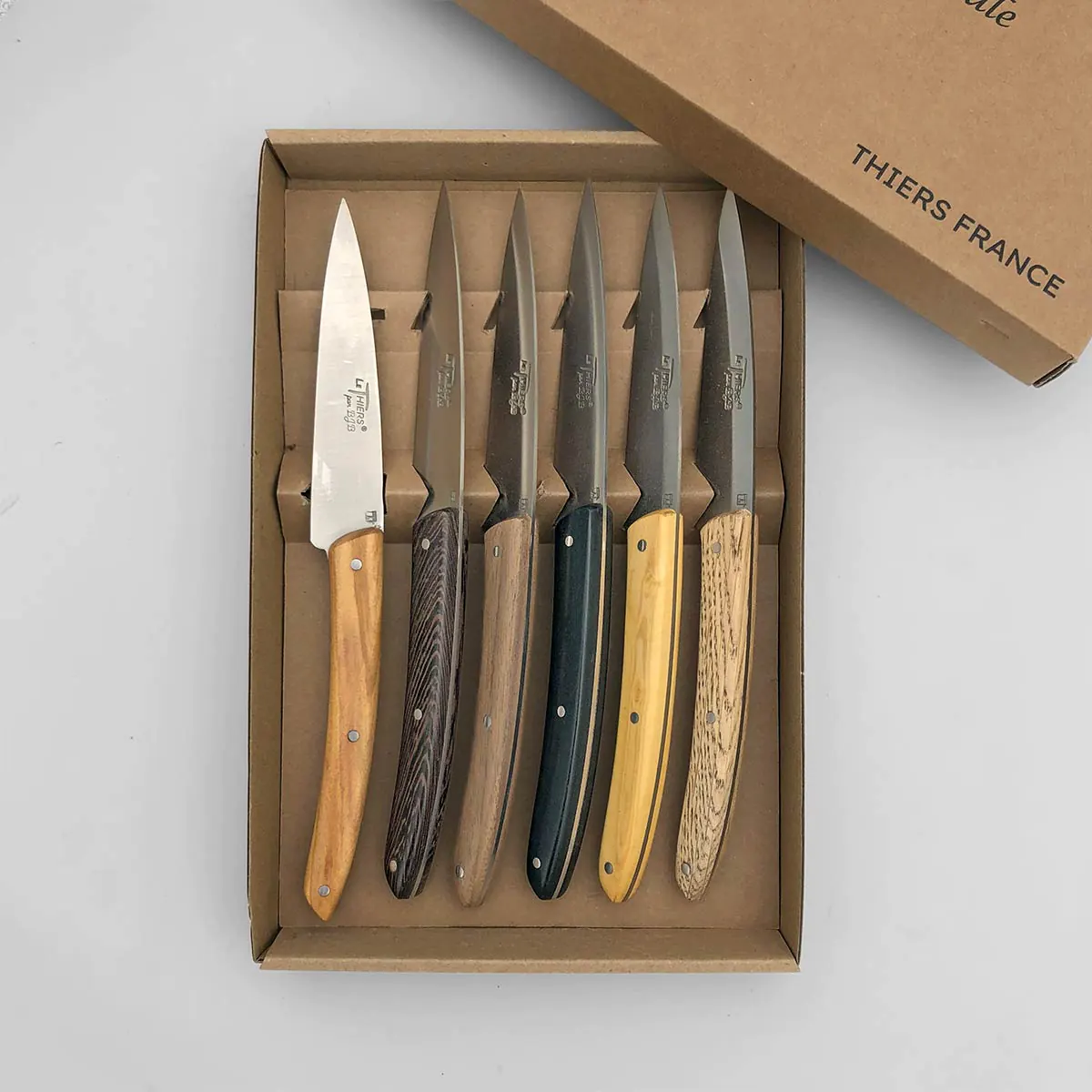 Coffret 6 couteaux de table Le Thiers® Rustique – bois assortis – Image 2